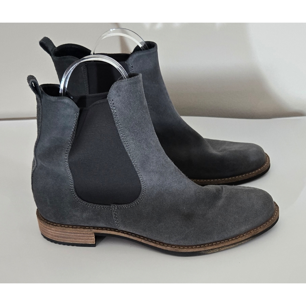 ECCO Mens Gray Slip On Leather Boots Sz 10 - 10.5 or 41 Shoes Trendy Ex Cond